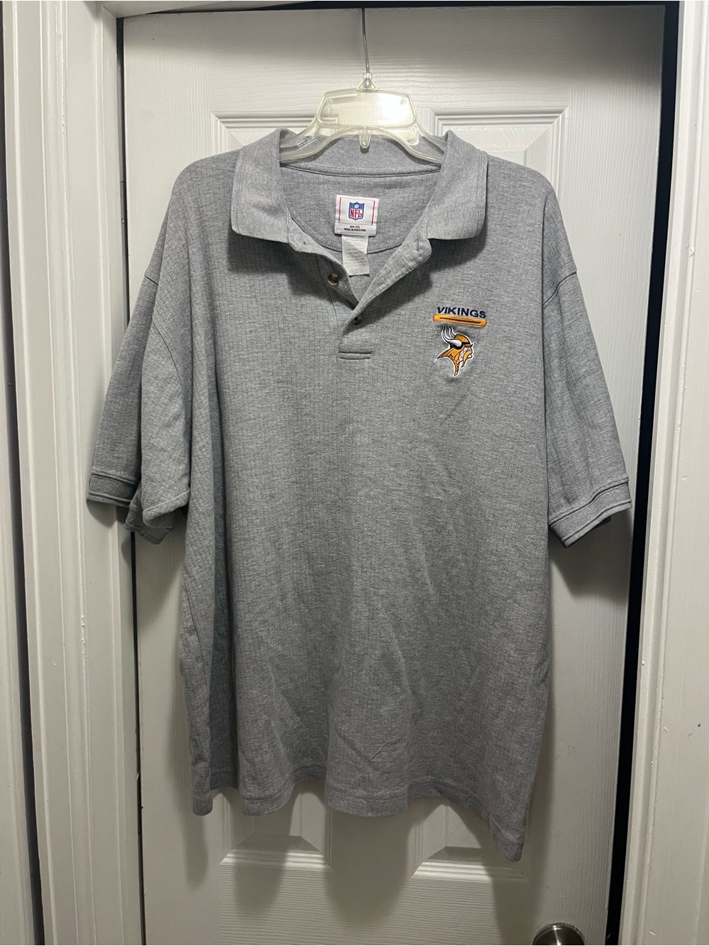 NFL Minnesota Vikings Heather Gray Polo with Embroidered Logo